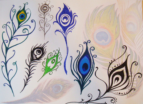 Peacock Feather Tattoo Sketch Example
