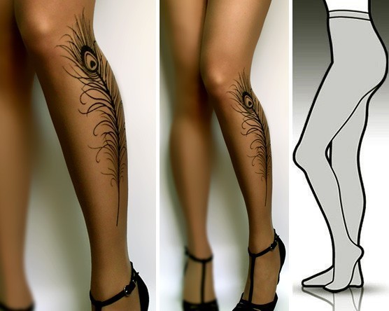 Sexy Peacock Feather Tattoo Tights By Tattoosocks