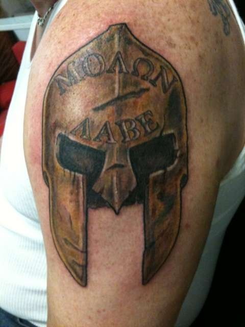 Body Art Inspirations Bronze Spartan Helmet Tattoo