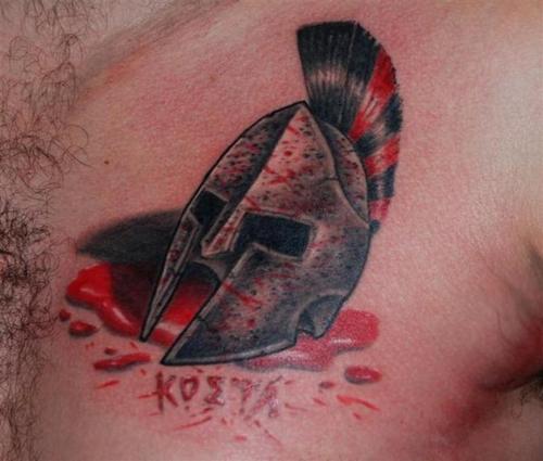 Bloody Spartan Helmet  Tattoo