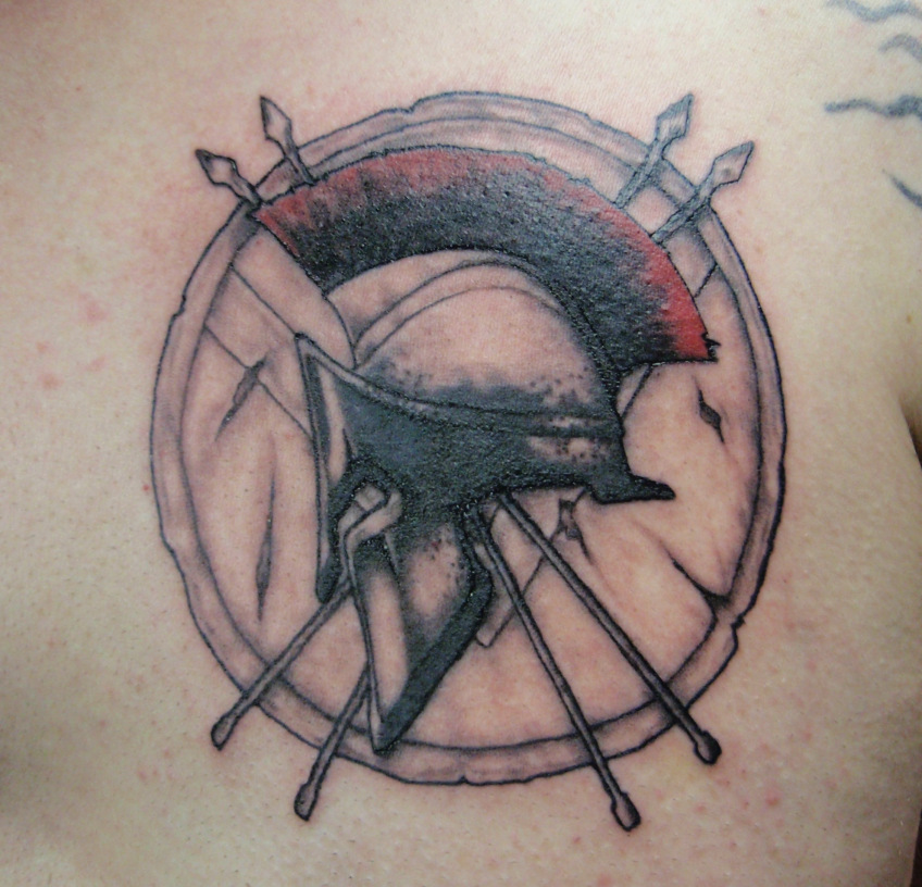 Spartan Helmet Shield Tattoo