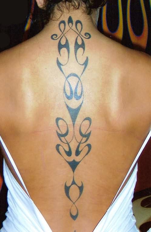 Fine Spine Tattoo Design For Woman