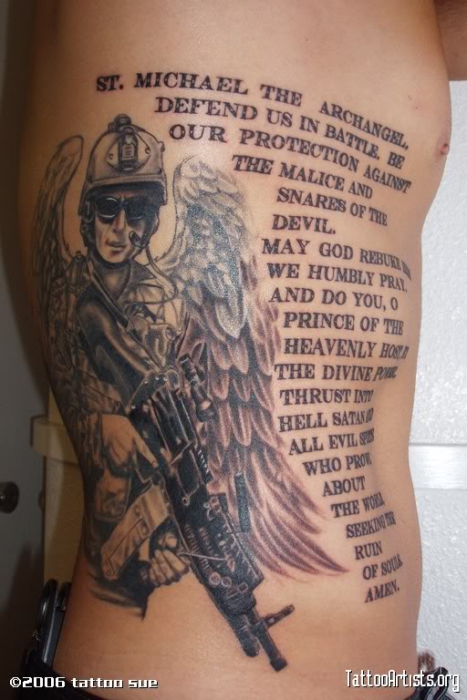 Quote And St Michael The Archangel Tattoo Design