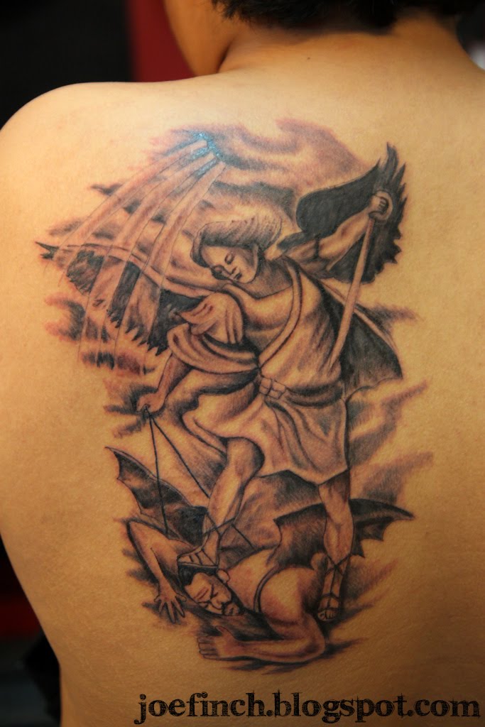 St Michael Upper Back Tattoo Ideas