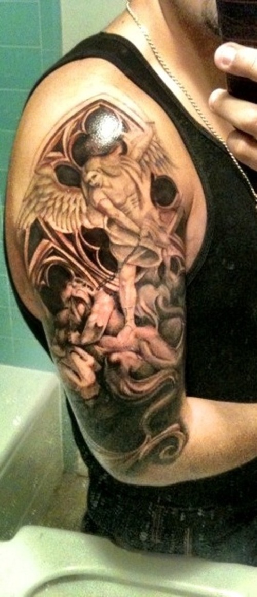 Saint Michael The Archangel  Tattoo Ideas On Upper Arm