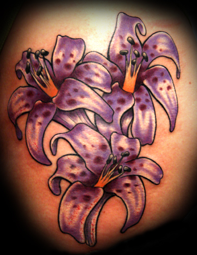 Cute Purple Stargazer Lily Tattoo Design