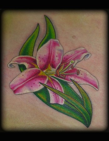 Small Stargazer Lily Tattoo Design for Girls