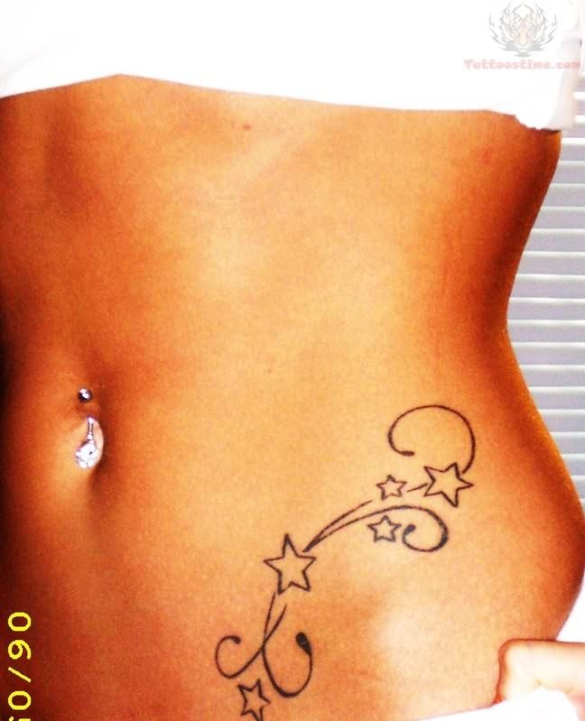 Cute Tribal Star Tattoo Design On Hip (NSFW)