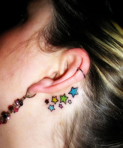 Back Ear Star Tattoos For Girls