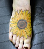 Bright Sunflower Tattoo Design Ideas on Foot