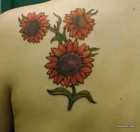 Cute Sunflowers Tattoo Design On Shoulder