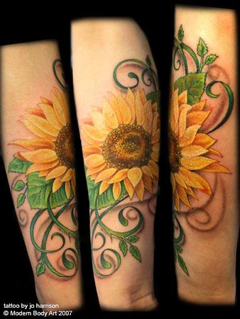 Pretty Sunflower Tattoo Design