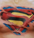 Superman Tattoo With Artistic Style On Chest