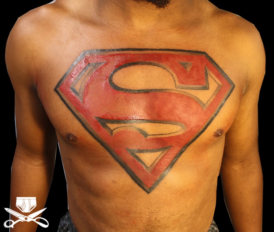 Imaginary Superman Tattoo On Chest