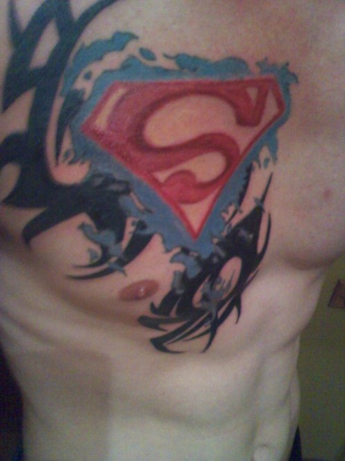 Attractive Unique Superman Logo Tattoo Picture