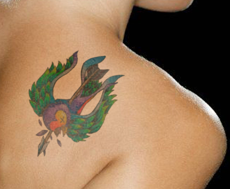 Superb Image Of Swallow Bird Tattoo Style