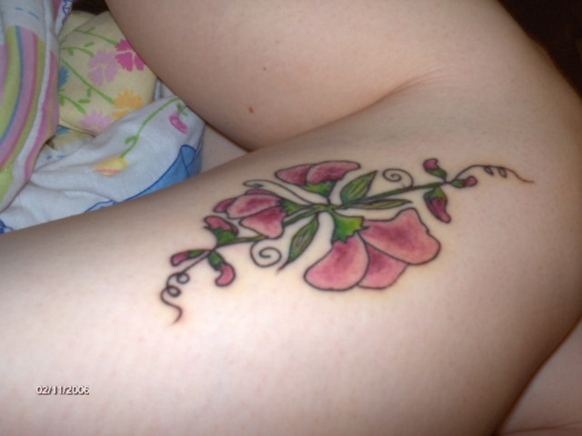 Cute Sweet Pea Flowers Tattoo Design for Girls