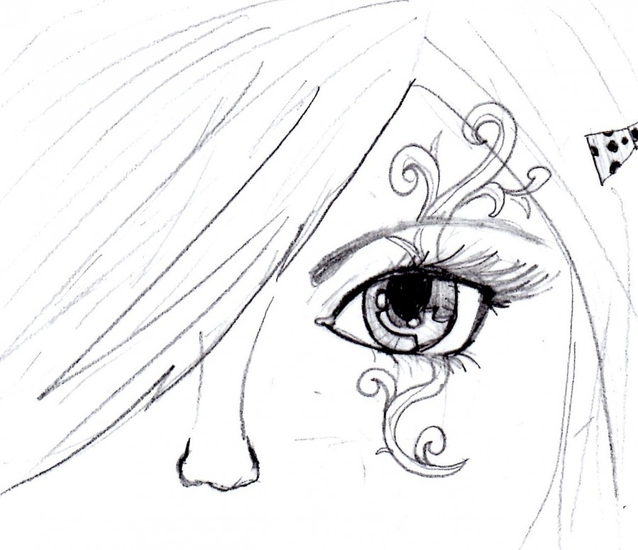Sketch: Girl with a Cool Swirl Tattoo on Eyes