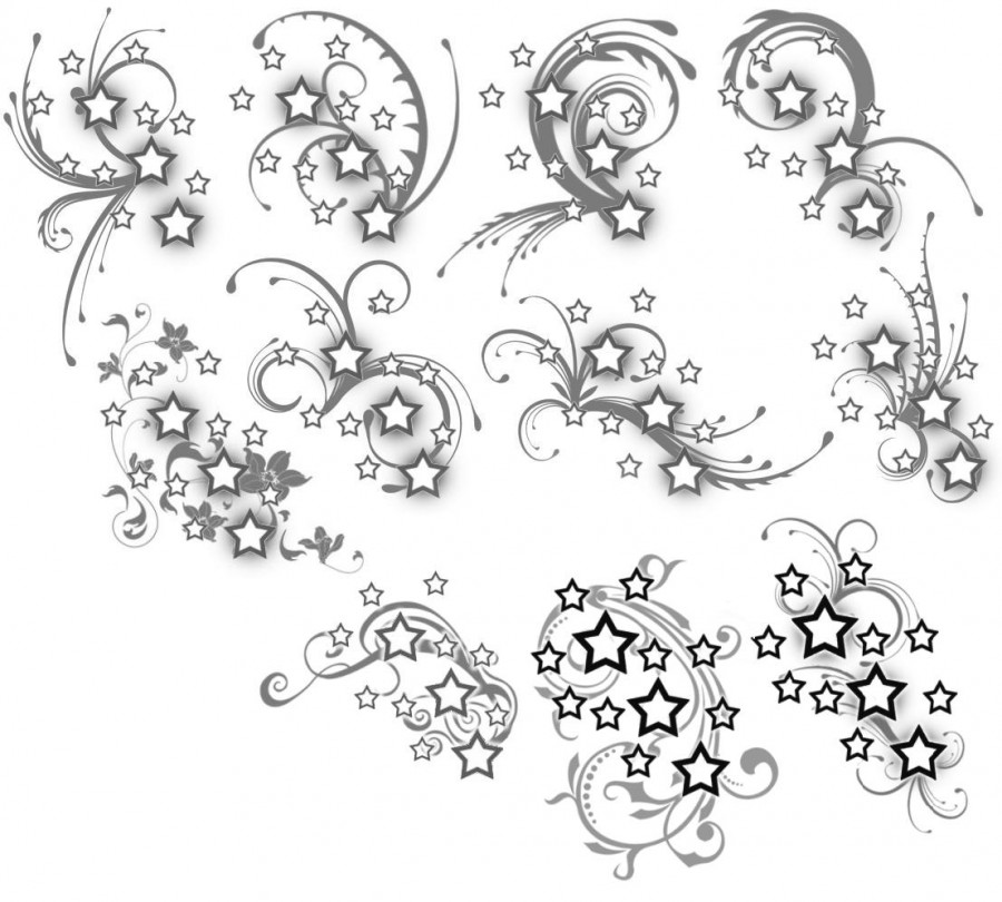 Stars And Swirls Design for Tattoo