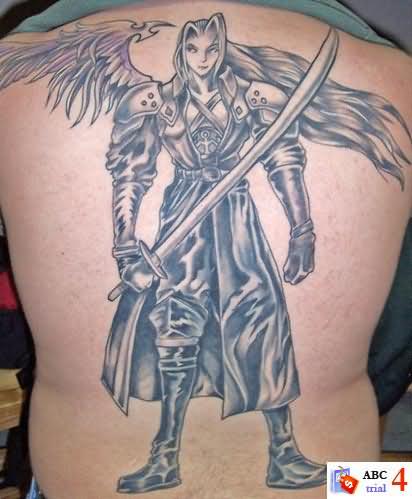 Terrific Angel With Sword Tattoos For Men