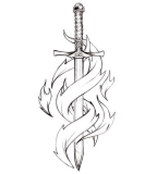 Sword Tattoo Design Sketch for Women