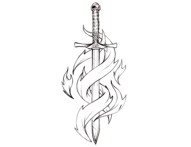 Sword Tattoo Design Sketch for Women