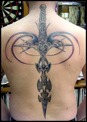 Tribal Dragon Sword Tattoo Design Idea