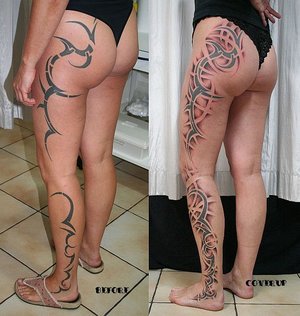 Tribalism Cover Up Tattoo Ideas For Womens (NSFW)