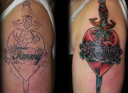 Heart And Blade Tattoo Cover Up