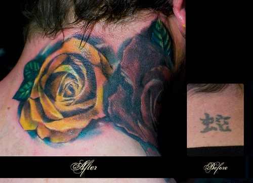 Great Flowers On The Neck Tattoo Cover Up Ideas