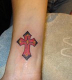 Awesome Cross Wrist Tattoo Design For Girls