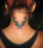 Cute Green Butterfly Tattoo Design for Girls