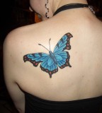 Beautiful Light Blue Butterfly Tattoo Design for Girls