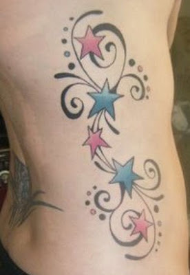 Star Tattoo Design on Ribs for Women