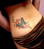 Beautiful Butterfly Shaped Tattoo Design on Lower Back for Girls