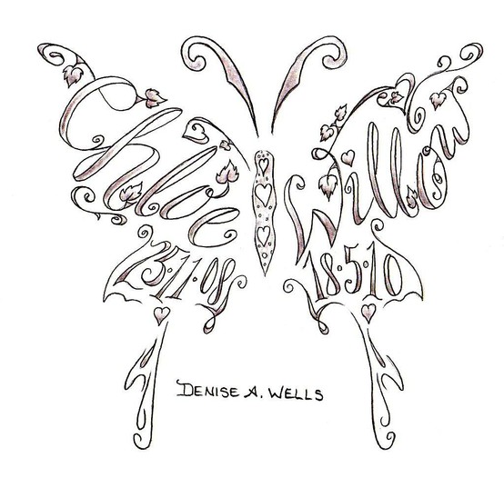 Name Tattoo in Butterfly Design by Denise A Wells