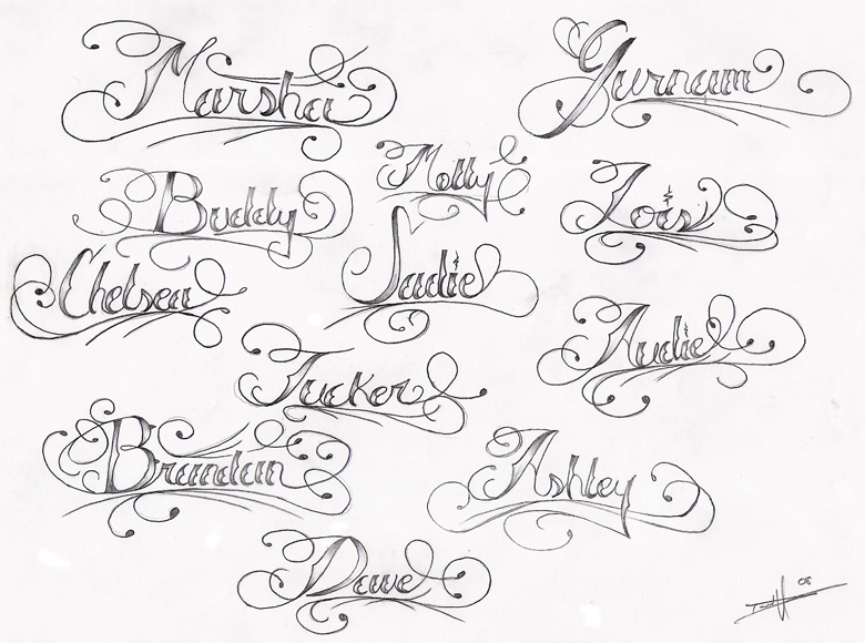 Sample Swirly Name Tattoo Designs