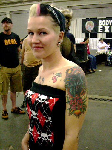 Girl with Cute Tattoo Design on Arm at Tattoo Expo San Francisco 2007