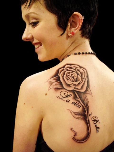 Back Rose Tattoo Designs For Women – Shoulder Tattoo Designs for Women