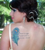 Cool Peacock Feather Shoulder Tattoo Designs For Women