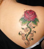 Red-Rose Tattoo Design for Women - Women Shoulder Tattoo Designs