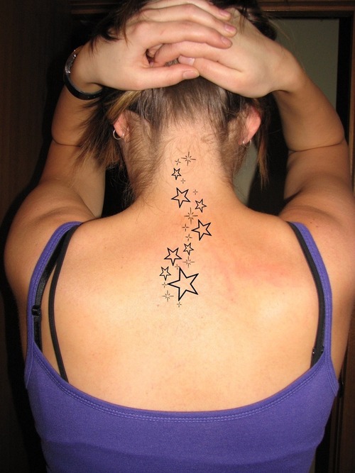 Cute Stars Upper-back Tattoo Ideas For Women Fashion