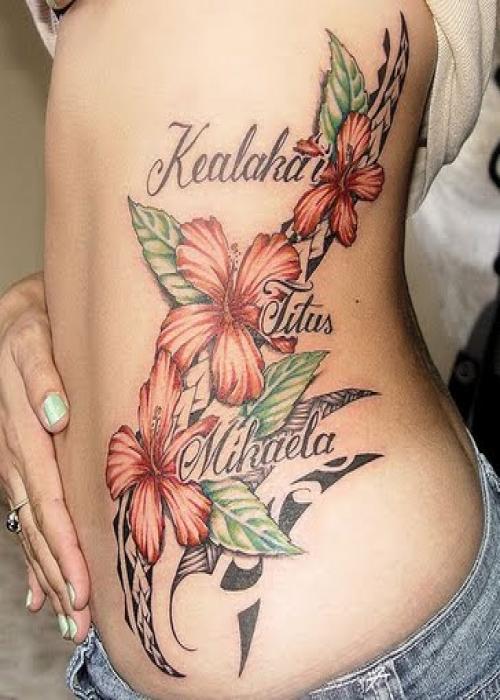 Beautiful Floral / Flowers and Lettering Tattoo Designs For Women Fashionmasti