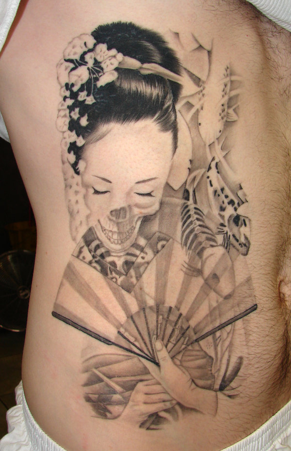 Beautiful Women & Koi Fish Tattoos Designs – Side Body / Rib Women Tattoo Ideas