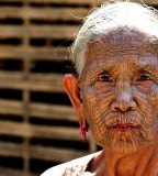 Old-Woman Facial Tribe-Tattoo Design