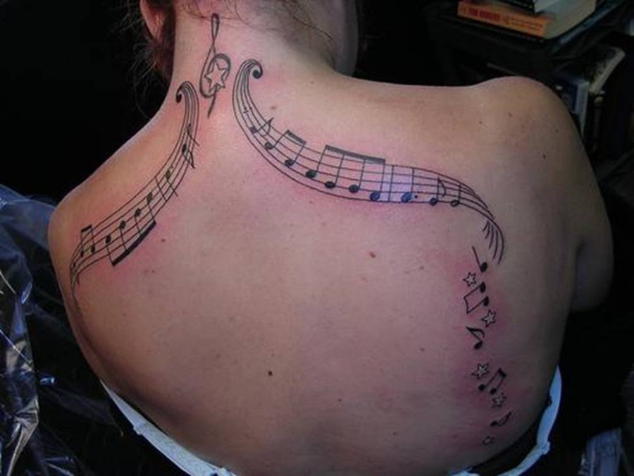 Neck Art Body Tattoos – Music Notes Tattoos