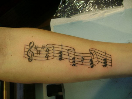 Music Notes Arm Tattoo Photo