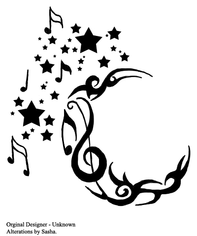 Crescent  / Star / Music Notes Tattoo Ideas