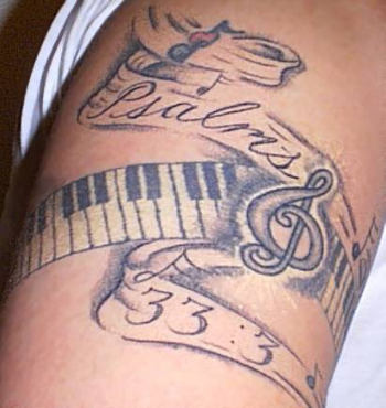 Tattoo Musical Notes Keyboard And Psalms 33