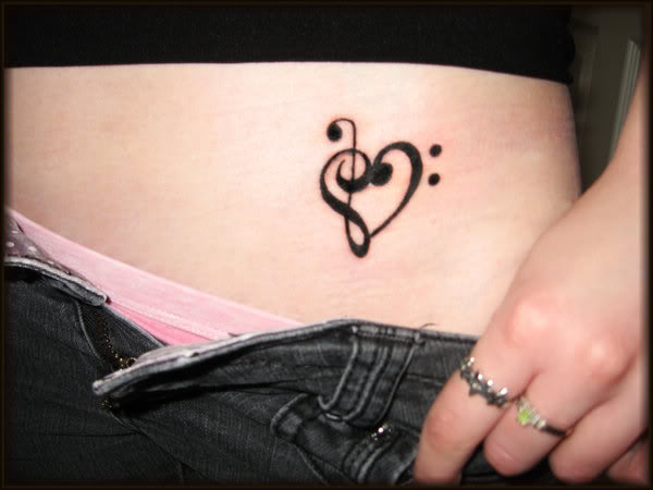 Music Notes Shape Heart Tattoos Design